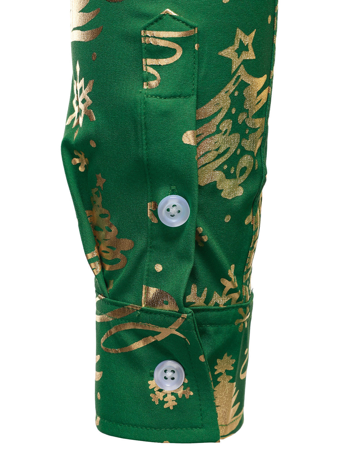 Herre Guld Juleprint Regular Fit Grön Långärmad Skjorta