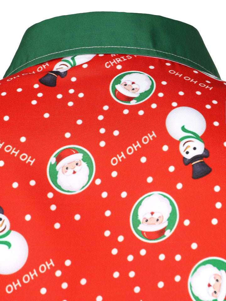 Herre Jule Snögubbe Santa Print Roligt Outfit Jule Tematiserat Semester Långärmad Skjorta