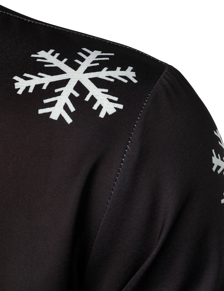 Herre Julemand Knap-Up Svart Rolig Långärmad Skjorta