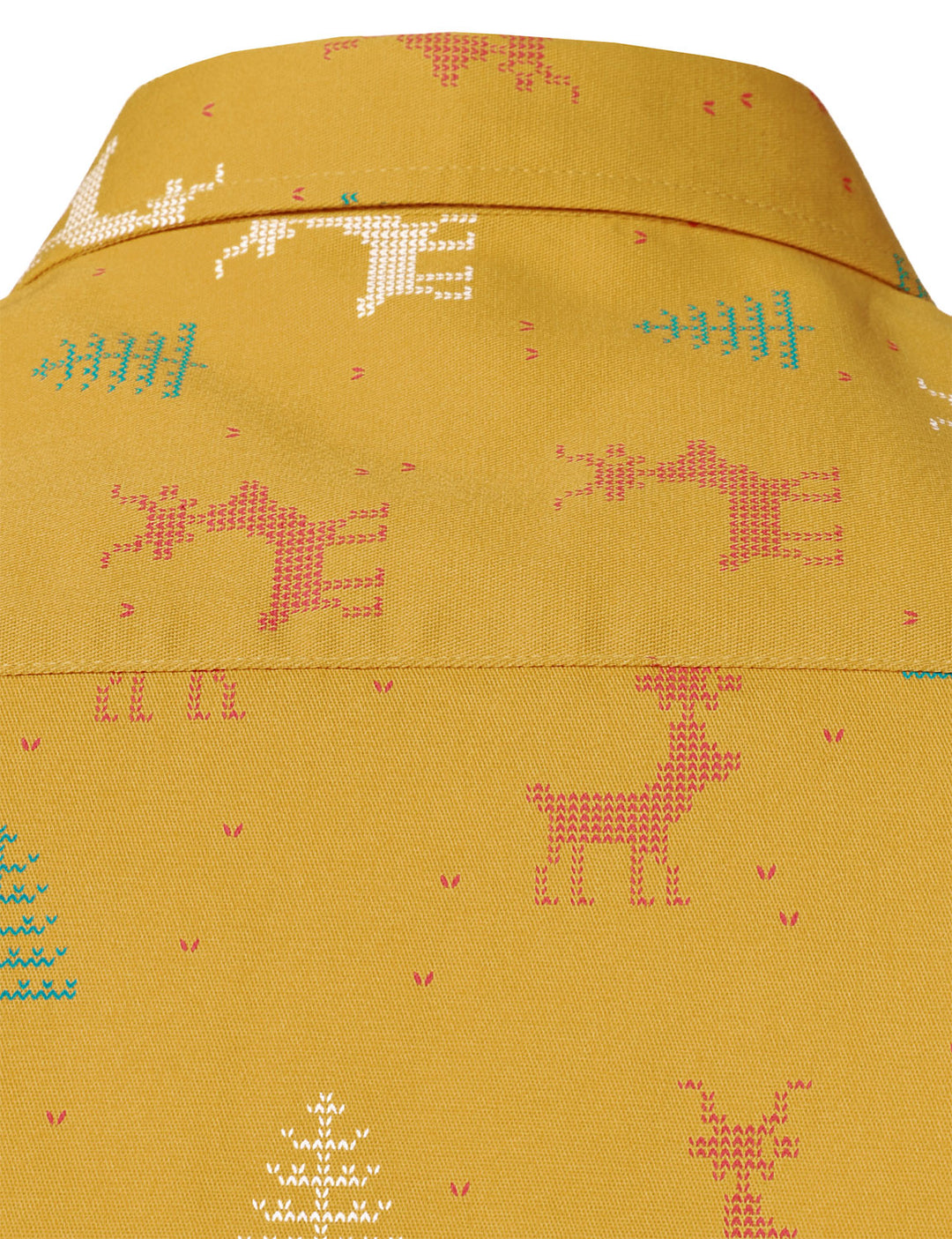 Herre Juletræ Elg Print Andningsbar Gul Långärmad Skjorta