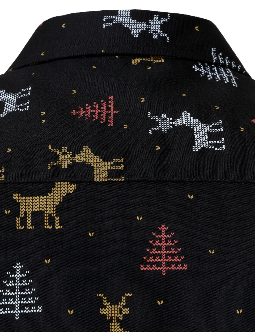 Herre Juletræ Elg Print Andningsbar Svart Långärmad Skjorta