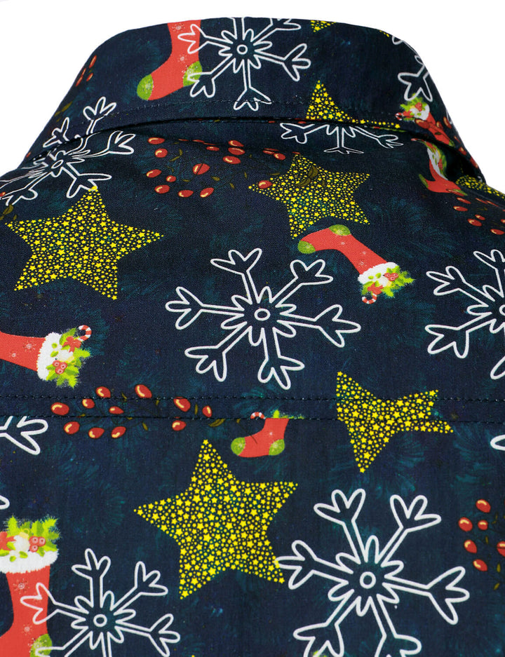 Herre Juletryk Semester Bomulls Långärmad Skjorta