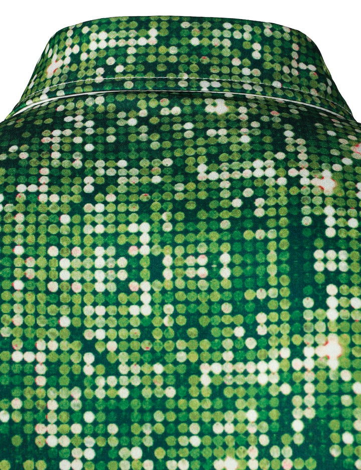 Mäns Julgran Roligt Outfit Jultema Topp Semester Grön Knapp Långärmad Skjorta