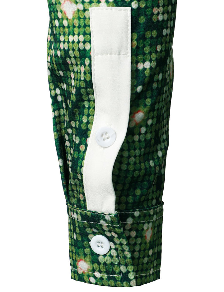 Mäns Julgran Roligt Outfit Jultema Topp Semester Grön Knapp Långärmad Skjorta