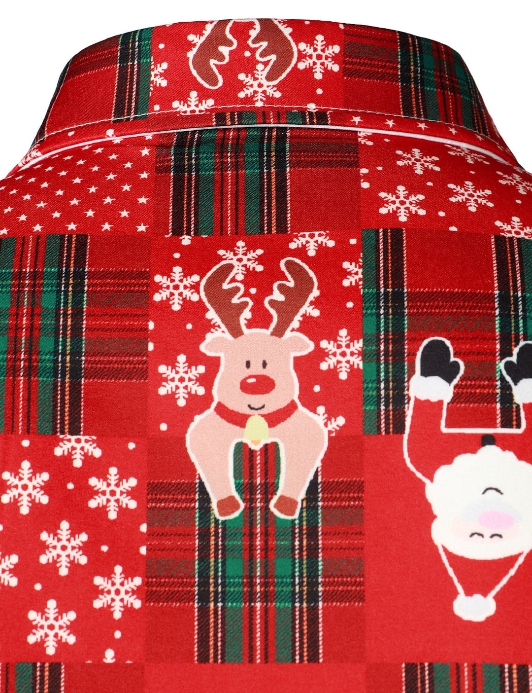 Mäns Vintage Röd Tartan Rolig Semester Grin Jul Långärmad Skjorta