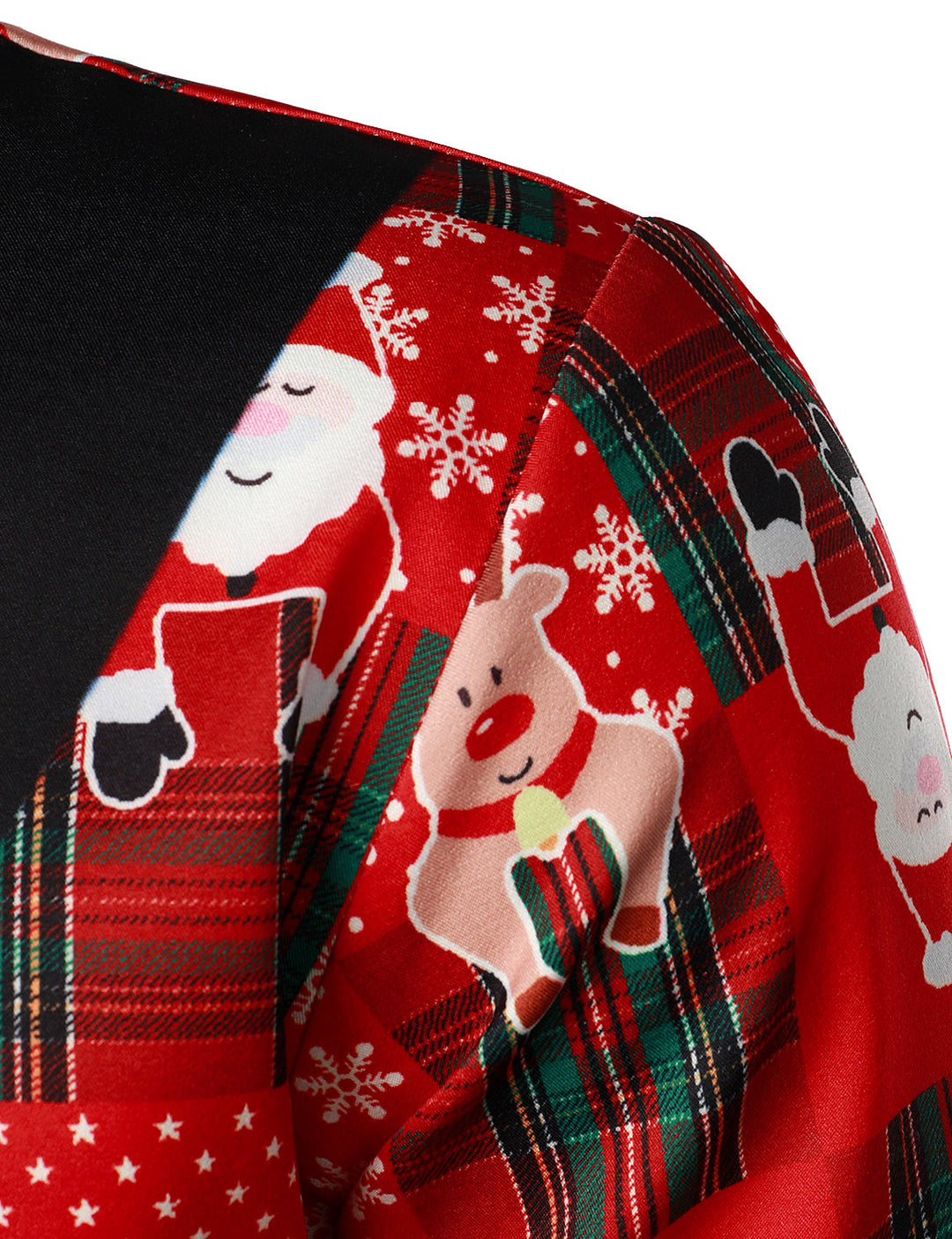 Mäns Vintage Röd Tartan Rolig Semester Grin Jul Långärmad Skjorta