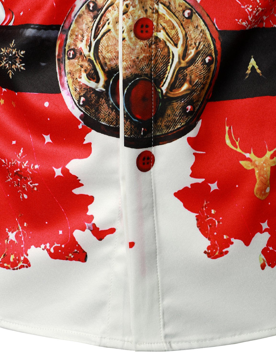 Mäns julinspirerad röd rolig outfit semester knapp-ned långärmad skjorta