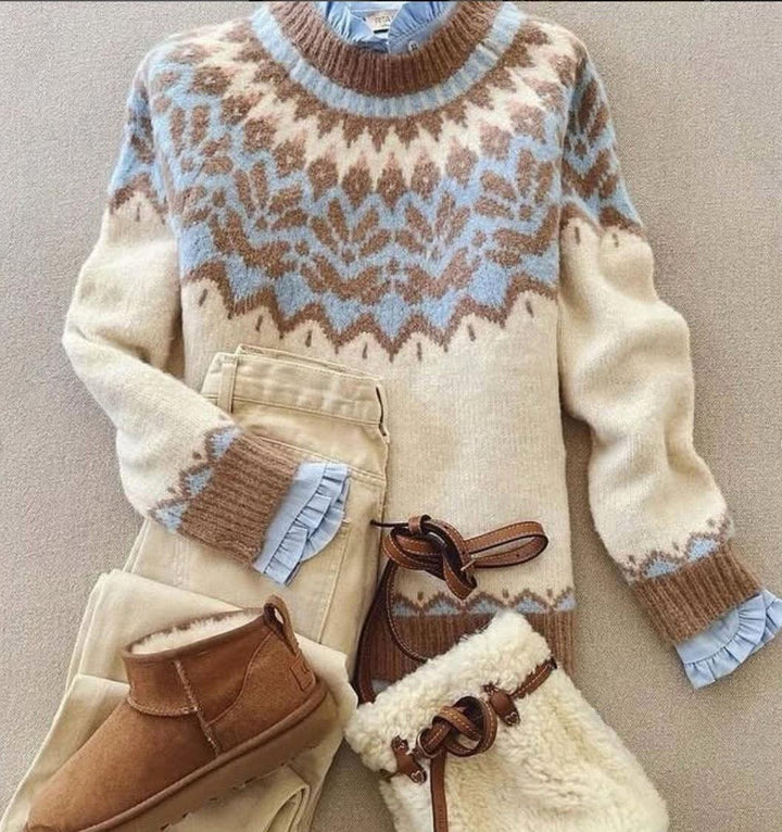 Trendig Blå Rundhalsad Tröja - Dona Stockholm