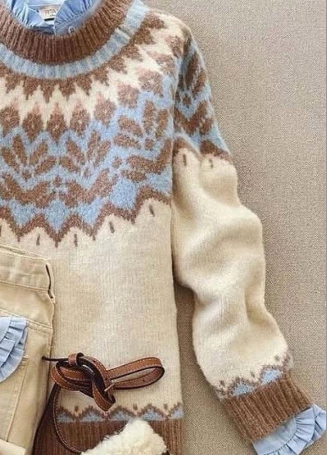 Trendig Blå Rundhalsad Tröja - Dona Stockholm