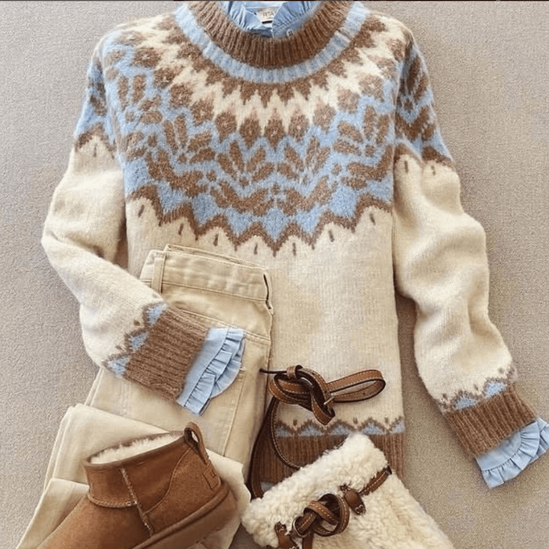 Trendig Blå Rundhalsad Tröja - Dona Stockholm