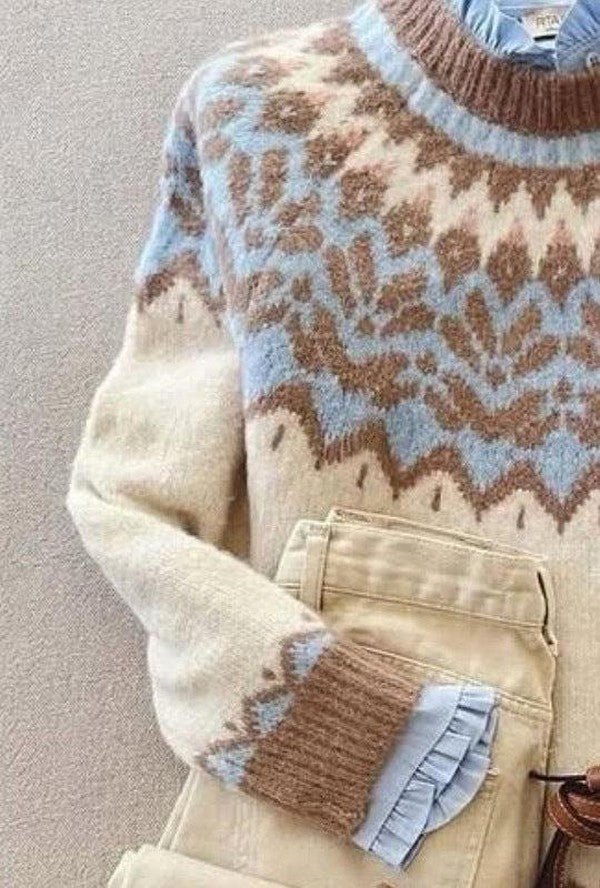 Trendig Blå Rundhalsad Tröja - Dona Stockholm